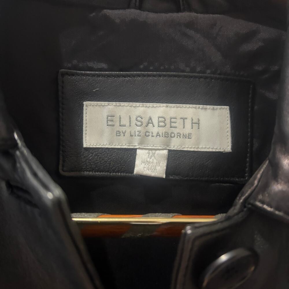 Elisabeth by Liz Claiborne Leather Coat Size XL Black - Picture 8 of 8